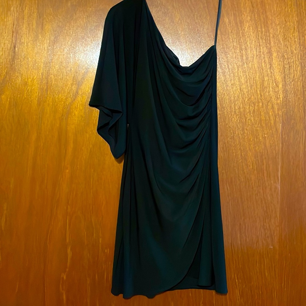 One shoulder black cocktail dress